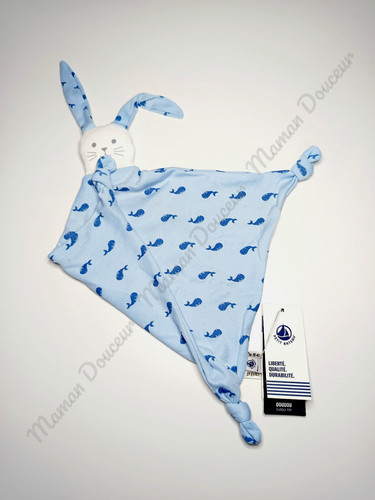 Doudou plat lapin blanc gris - doudou,