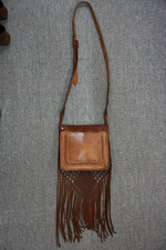 vintage, braided leather fringe bag and shoulder strap, hippie fashion 60/70