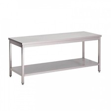 Table inox avec étagère basse (L)1600 x (P)700 x (H)890 mm, sans dosseret