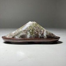 Japanese Suiseki 水石 Mt. Fuji 富士山 Shaped Viewing Stone with Daiza Zen 3.7x1.3x1.3