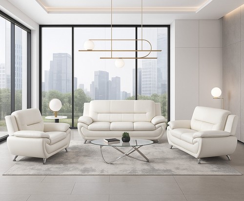 New white 3pc sofa loveseat - 3pc,