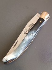 OLD LAGUIOLE KNIFE, NIGHTINGALE, THIERS, XXth century, horn handle, guilloche.