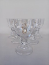 6 large glass glasses in Val Saint Lambert, plain bell foot service Fin...