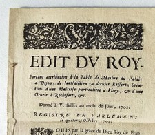 EDIT DU ROI  TABLE DE MARBRE