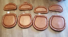 Vtg MCM Bassett Mirror Co. 4 Leather Chair Seat Cushion Set Barcelona Brown