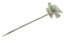 Southwestern Sterling Silver Navajo Handmade Thunderbird Turquoise Hair Barrett