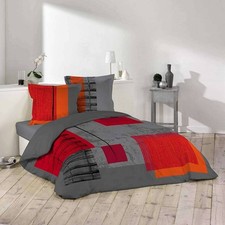 Housse de couette - 240 x 220 cm + taies - Teintes automnales - Gris