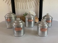 525⚜️ Old Series of 5 Vintage Aluminum Spice Jars
