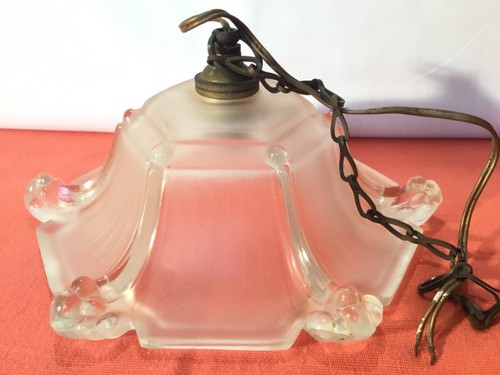 Ancien lustre verre dépoli - lustre, en