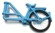 Playmobil light blue bicycle frame & black wheel 