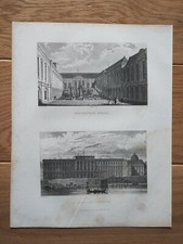 Bibliotheque Royale & Hotel des Monnaies, Paris - Antique Print - 1831