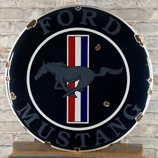 Plaque émaillée FORD MUSTANG Ø 23,6" (60cm) grande belle enseigne métal rétro...