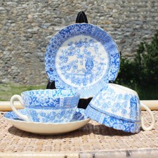 Antique Pair of Blairs English Porcelain Tea Cups + Saucers