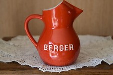 Ancien Pichet Publicitaire Berger Céramique Rouge 0,5 France + Lot Bec verseur 