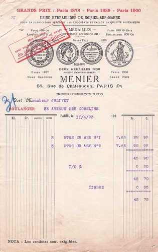 Paris chocolat menier 1923 - 75,