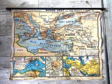Antique Greek World Map School Canvas Gaillac Monrocq Demersseman Hatier