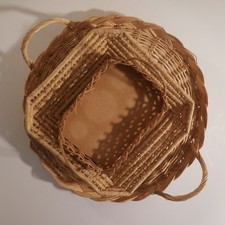 3 baskets trays wood wicker raffia handmade art deco design 20th century France N3469