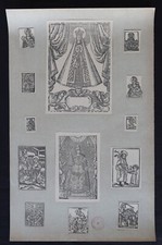 Board 13 woodcuts XVIIIth? pious image 28x43cm Butet collection