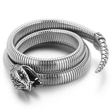 Gothic Heavy Men's Layered Stainless Steel Snake Bracelet Wrap Bangle Bracelet