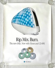 Apple Poster iMac G3 "Rip Mix Burn WIth iTunes and CD-RW" Original 2001 Vintage