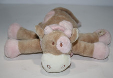 Noukies Baby Cow 6" Plush Pink Eye Patch Spots Dots Beanbag Tan Brown Scarf 2005