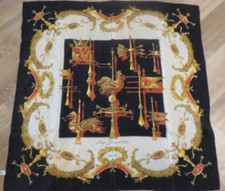 SCARF VINTAGE SEVINI LES GIROUETTES ROOSTER SILK 35" SQUARE WEATHER VANE