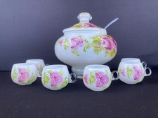 UNIQUE SERVICE À PUNCH SANGRIA EN OPALINE PEINT À LA  MAIN SIGNÉ