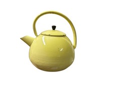 ANCIENNE THEIERE CAFETIÈRE JAUNE ÉMAILLÉE DECO SHABBY PAS BASSINE SEAU