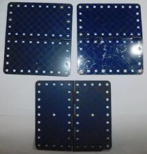 3 PLAQUES A CHARNIERE BLEU OR 11,5x6cm réf 198 . MECCANO 38/54's BOITE 3a à 10