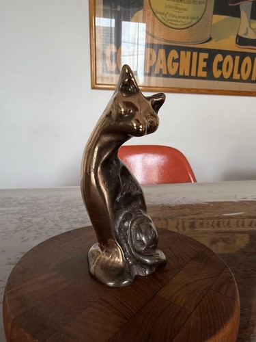 Sculpture bronze massif - , chat