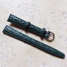 BRACELET de MONTRE en CUIR VERITABLE VERT GRAIN REQUIN 14mm NEUF