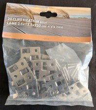 20 Clips Fixation Pour Lame 2.5 X 13.5 X 220 Cm + Vis Inox Neuf 
