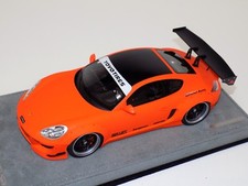 1/18 Modèles AB Porsche Cayman Rocket Bunny Mat Orange Sur Base Alcantara