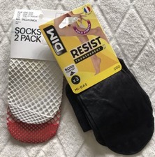 5 Paires Mi Bas 3 Voiles Noir Bord Confort DIM RESIST 2 Résille Blanc Rouge H&M