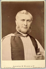 CABINET CARD RELIGIOUS MAN HOLDING BOOK BY AUGUSTUS WILSON KINGSLAND LONDON