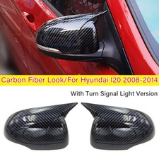 For 2008-2014 Hyundai I20 Carbon Fiber Look Side Rearview Mirror Cover Trim Caps