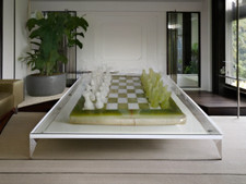 Échiquier en Marbre Onyx Vert et Blanc 30x30 cm – Jeu d’Échecs Fait Main de Luxe