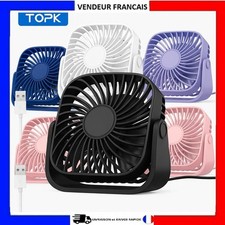 Mini Ventilateur USB Silencieux Sans Balais 360° 3 Vitesses Portable Camping 4''