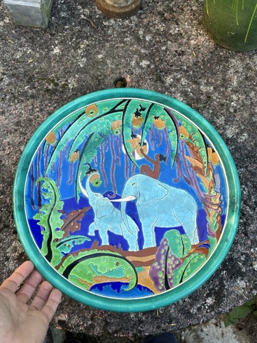 Important plat longwy - art, deco