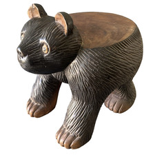 Petit Tabouret Ours en Bois