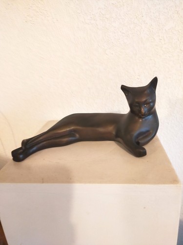 Sculpture chat allongé - sculpture,