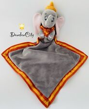 4282🌟Doudou plat Mouchoir DUMBO gris Bordure orange/ jaune DISNEY Nicotoy