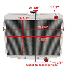 3 Row Aluminum Radiator for 1967-69 Ford Mustang / 67-70 Mercury Cougar L6 V8