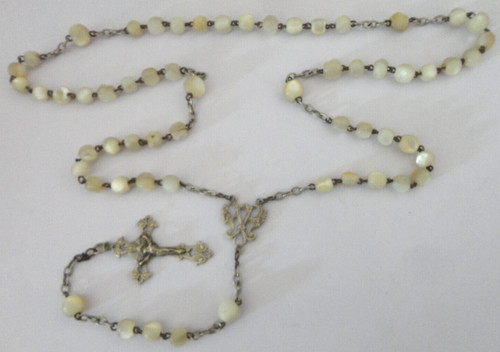 Ancien chapelet nacre argent - ancien,