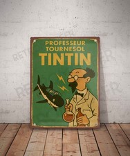 Plaque métal vintage Professeur tournesol Tintin Panneau Décoration Déco Affiche