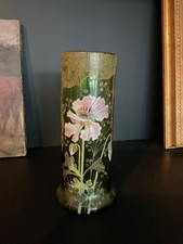 Vase LEGRAS . verre émaillé ancien . Circa 1900 . Pavot