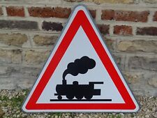 road sign ATTENTION TRAIN SNCF locomotive no enamel plate folk art