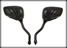 PAIRE de rétroviseur  Noir Mat / Mains Squelette ( moto custom trike scooter )