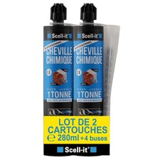 Lot de 2 Cartouches Scellement chimique 280ml Système PEEL PACK Polyester + 4 bu