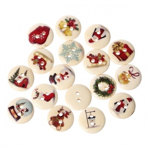 Bouton noël bois - de,